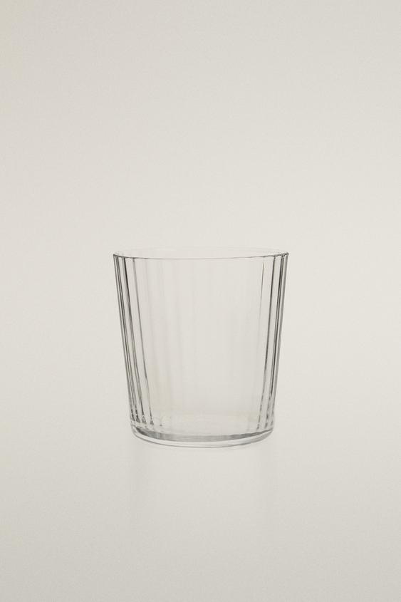 Zara GLASS TUMBLER WITH LINE DESIGN - Transparent - Image 0