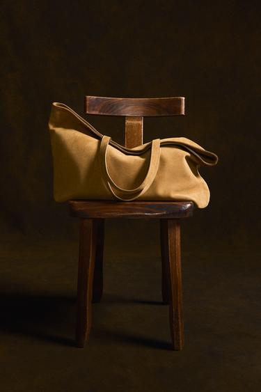 LEATHER SHOPPER BAG - LIMITED EDITION - Sand Brown by Zara