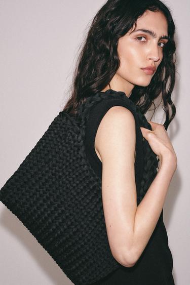 SAC SHOPPER TRESSÉ - Noir de Zara