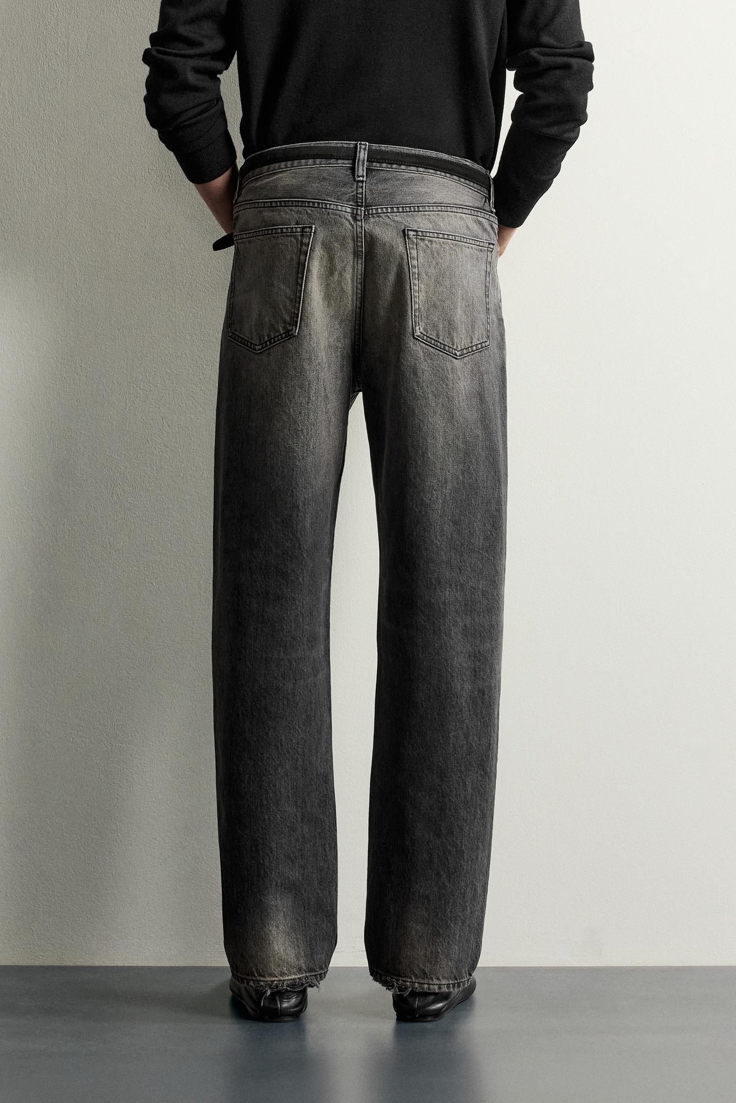 Мужские джинсы Zara Straight-Fit, цвет: Угольный — фото 3