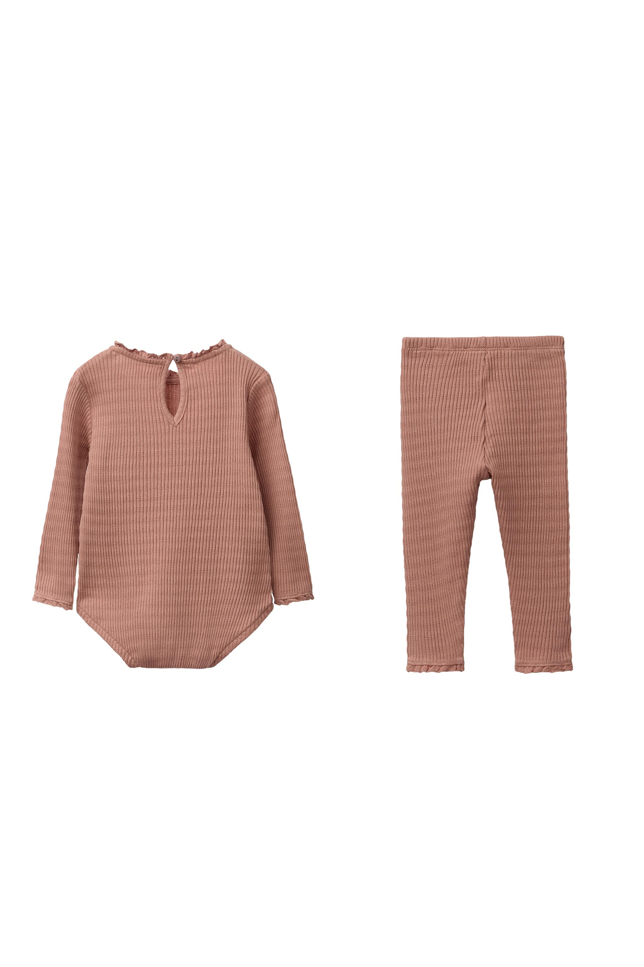 LACE TRIM BODYSUIT AND LEGGINGS SET