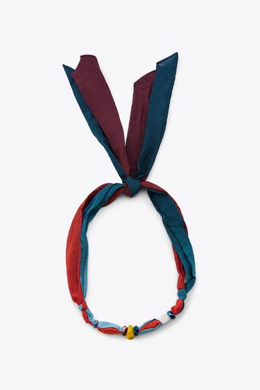 COTTON BEAD SCARF - Blue by Zara