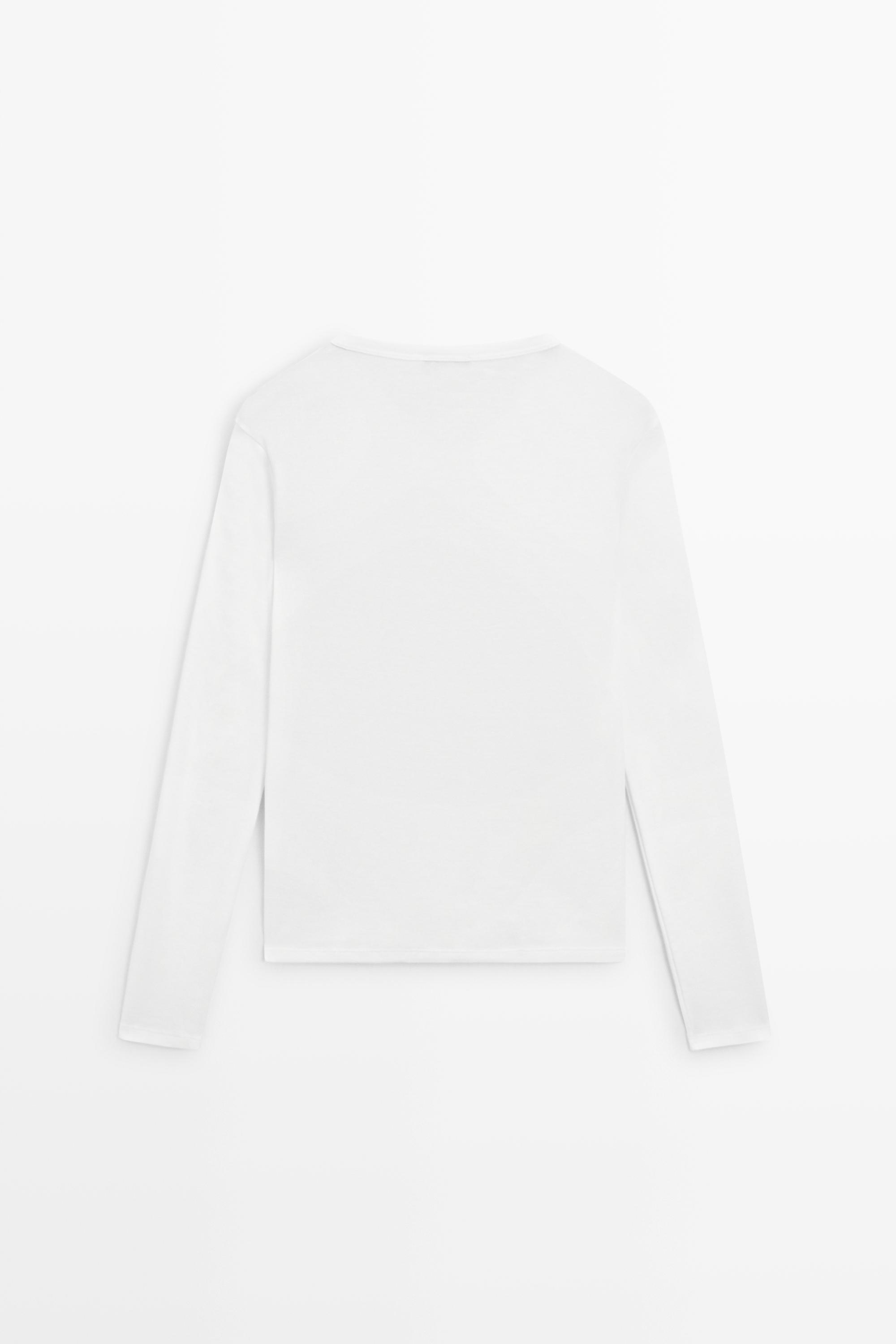 100% cotton V-neck long sleeve T-shirt