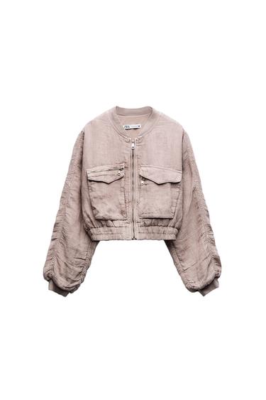 LINEN POCKET BOMBER