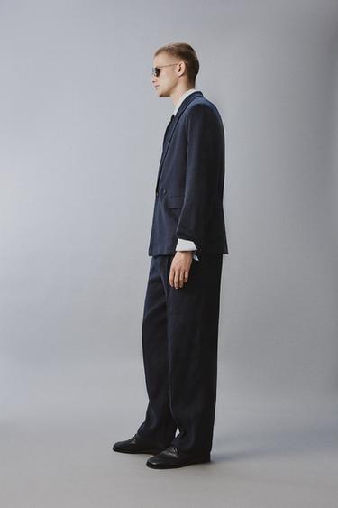 DOUBLE-BREASTED LINEN/COTTON SUIT BLAZER - Indigo by Zara - Image 3