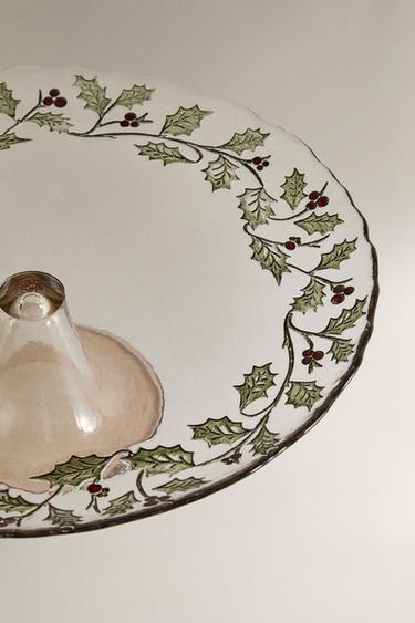 PLAT À TARTES EN VERRE FEUILLE DE HOUX NOËL - 990 de Zara - Image 3