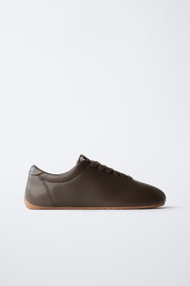 Zara CHAMPION ® X ZARA LEATHER DERBY SHOES - Brown