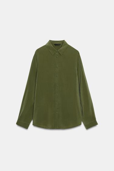 Zara MODAL BLEND SHIRT - Khaki