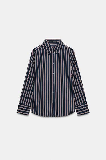 CHEMISE À RAYURES - Bleu de Zara - Image 6