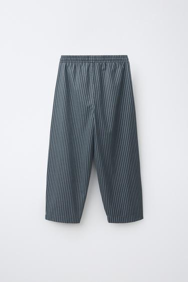 STRIPED BAGGY PANTS — Mid-blue 2