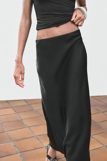 SATIN MIDI SKIRT - Black by Zara - Image 3