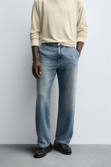 STRAIGHT-LEG DENIM CHINOS - Light blue by Zara - Image 1