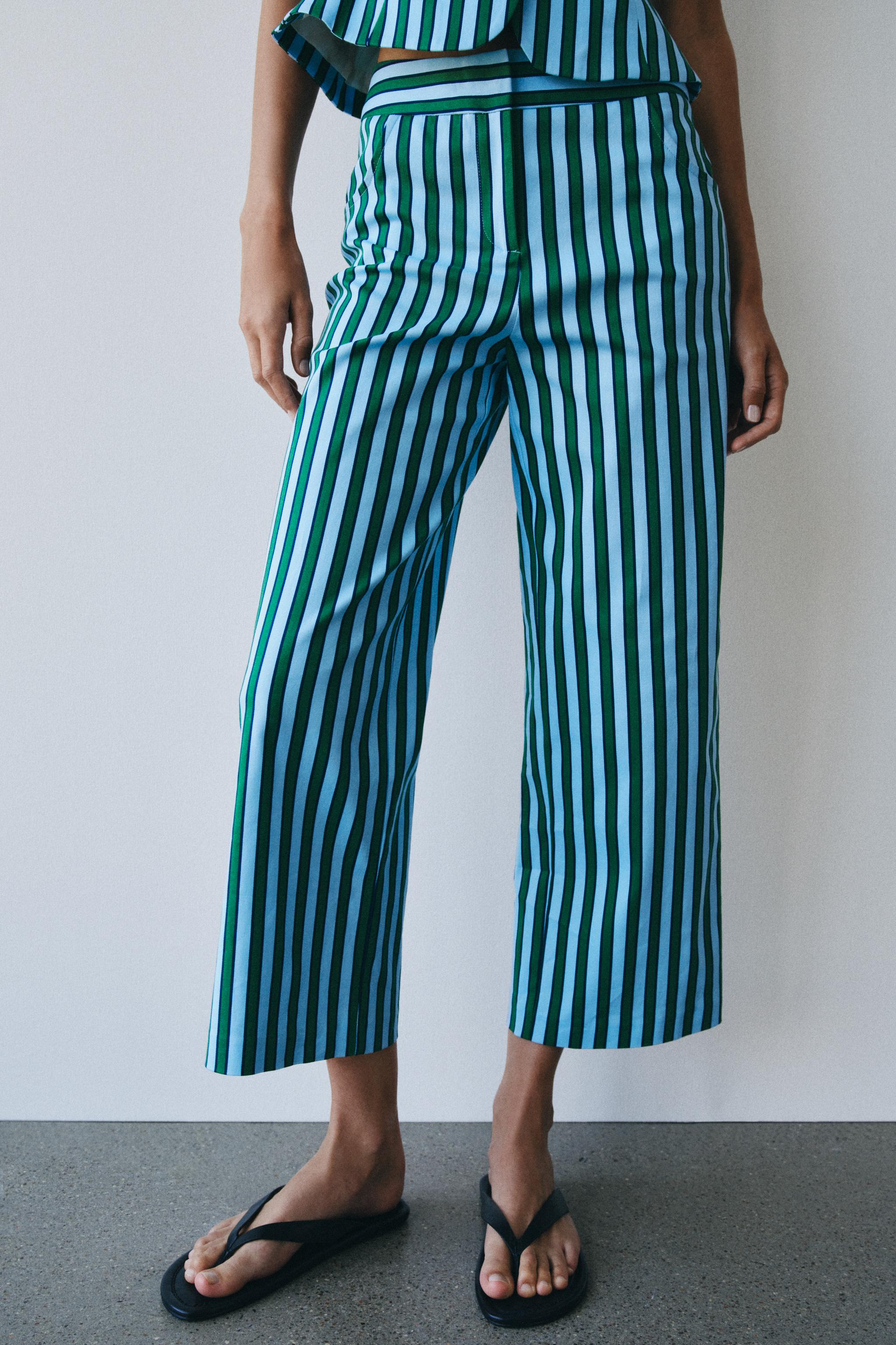 STRIPED CULOTTE PANTS — Multicolored