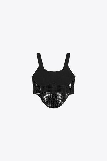TOP CORSET MAILLE COMBINÉE - Noir de Zara - Image 4