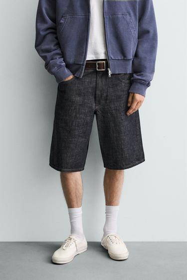 BERMUDA DENIM BAGGY FIT - Índigo de Zara