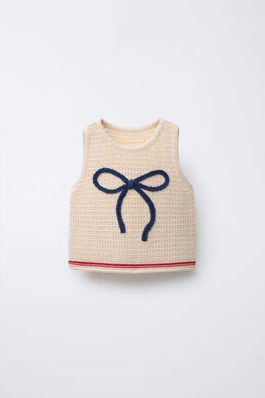 BOW KNIT TOP - Ecru by Zara