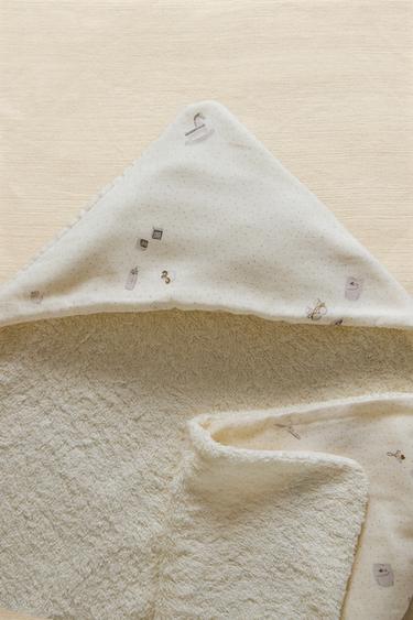 SERVIETTE DE BAIN À CAPUCHE BÉBÉ - Écru de Zara