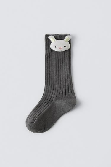 BUNNY RIBBED SOCKS - Grey by Zara