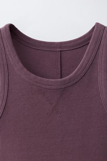 ENSEMBLE CÔTELÉ DÉLAVÉ T-SHIRT NAGEUR ET BERMUDA - Pourpre de Zara - Image 5