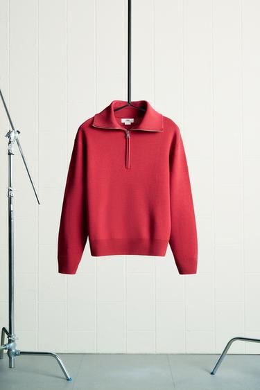 LIMITED EDITION ZIP NECK SWEATER - Red by Zara - Image 0