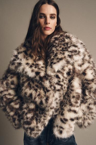 ANIMAL PRINT FAUX FUR JACKET ZW COLLECTION - Leopard by Zara - Image 3