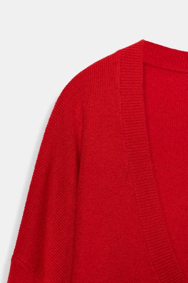 DEEP NECK KNIT JUMPER - Red by Zara - Image 3