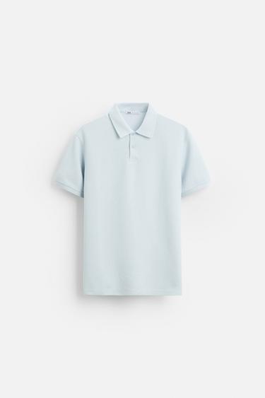 TEXTURED POLO SHIRT - Light blue by Zara