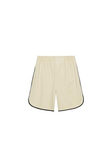 ZW COLLECTION PIPED BERMUDA SHORTS - stone by Zara