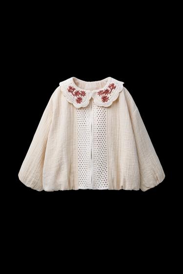 CHAQUETA CUELLO PUNTO CROCHET - Crudo de Zara - Imagen 0