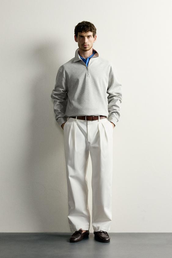 Zara INTERLOCK ZIP POLO SWEATSHIRT - Gray marl - Image 0