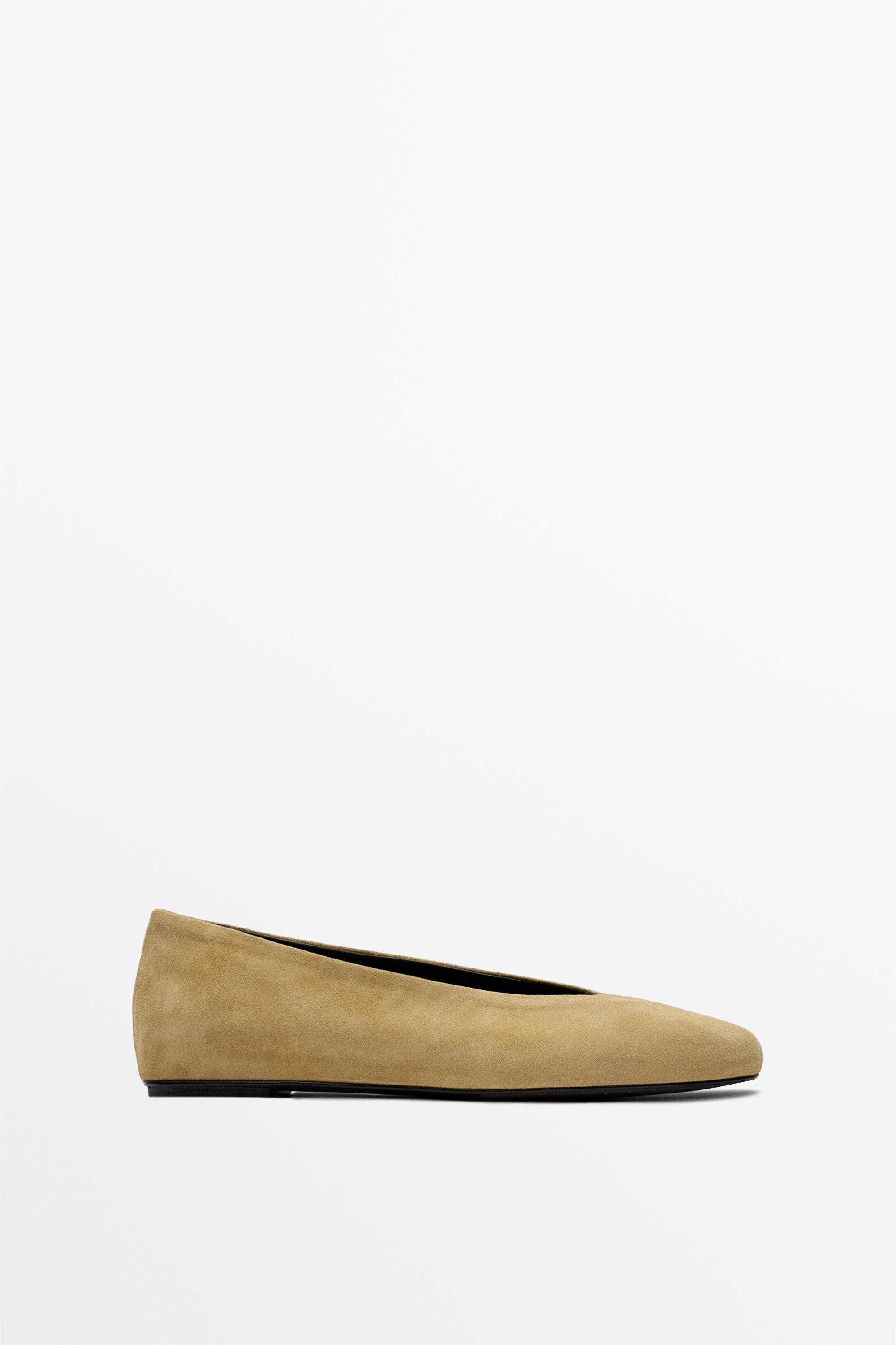 Split leather ballet flats — Mustard Yellow