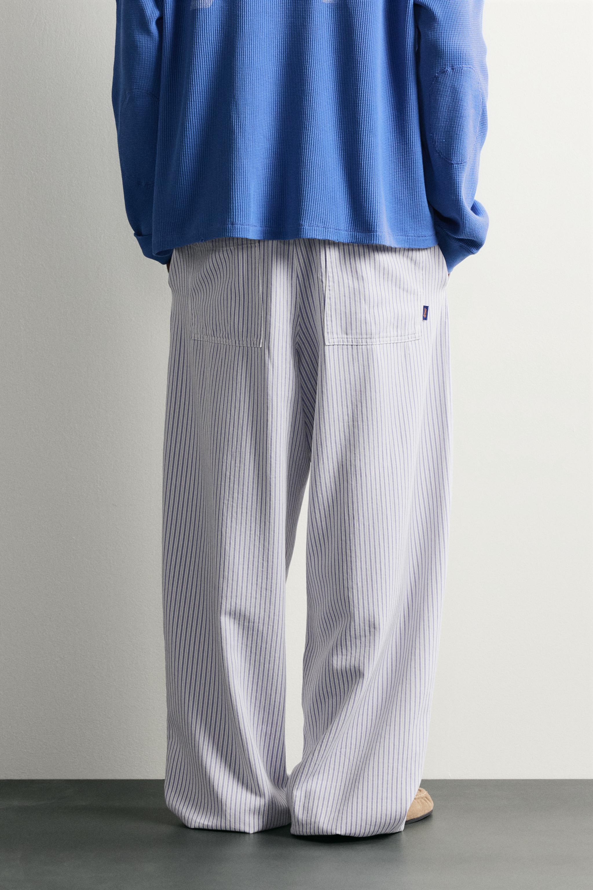 Мужские брюки Zara STRIPED WIDE FIT PANTS — фото 3