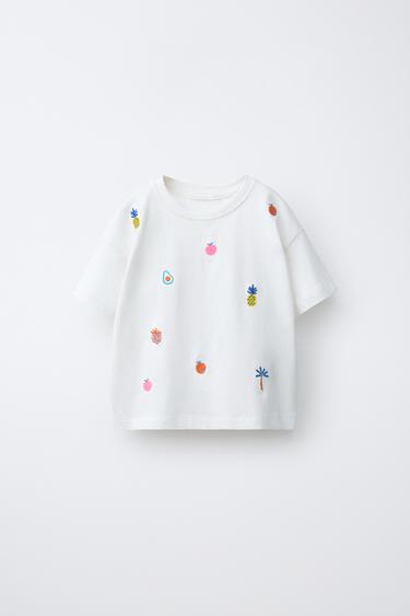 CAMISETA BORDADOS - Blanco de Zara - Imagen 0