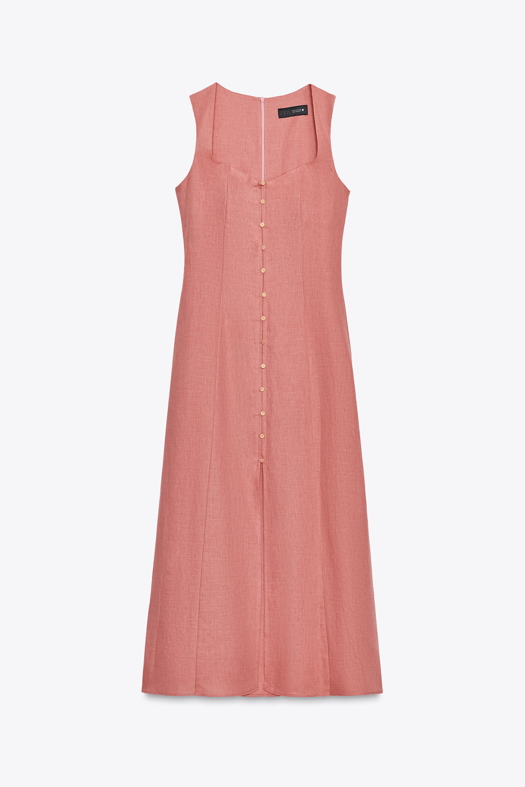 リネン地ミディ丈ワンピース - マルサラ | ZARA Japan / 日本