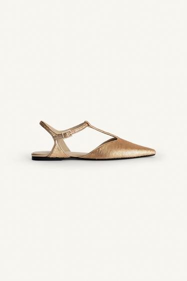 LIMITED EDITION SEQUIN FLAT SHOES - Gold by Zara - Image 4