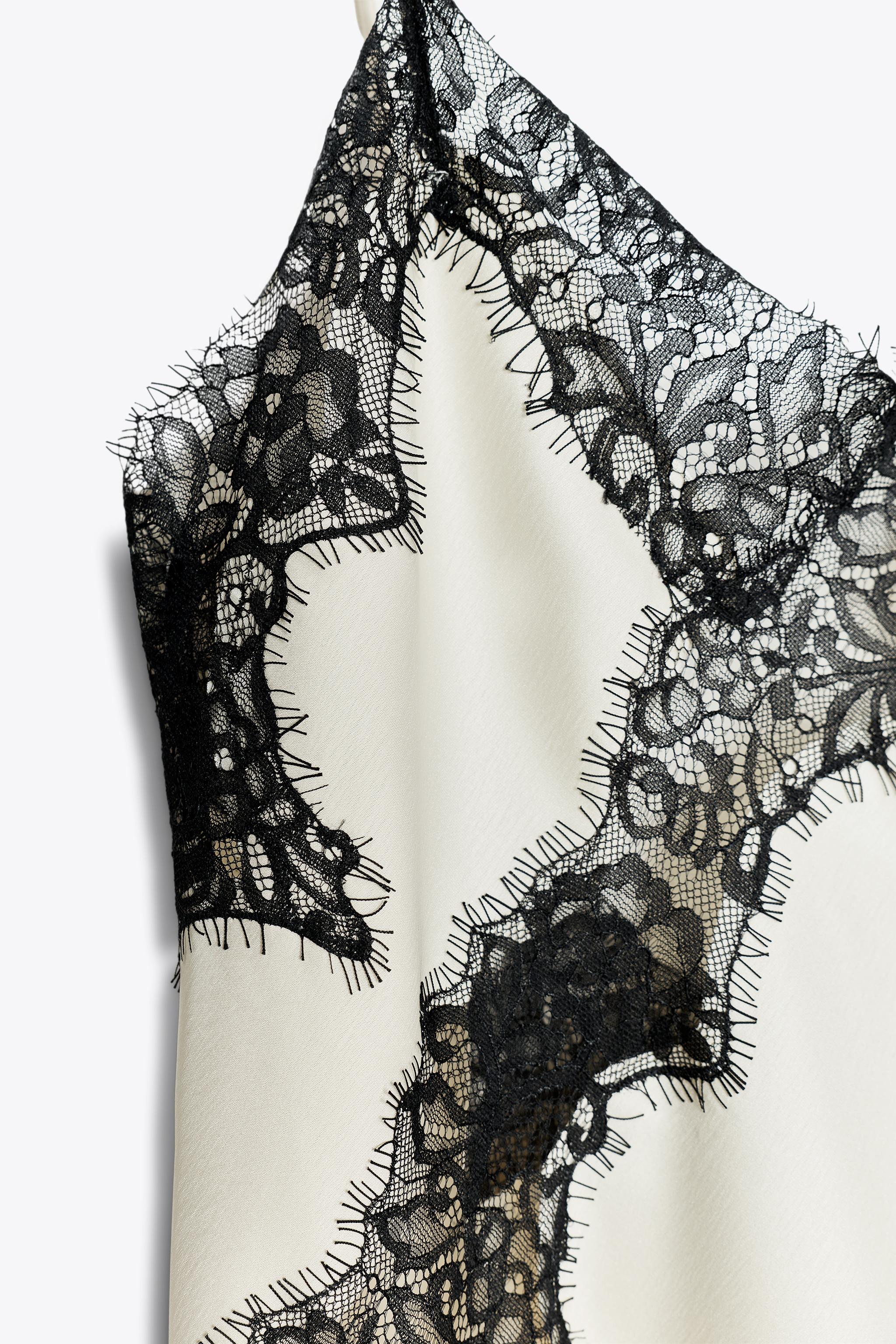 zara white and black lace dress ZW COLLECTION LONG LACE DRESS - Black / White