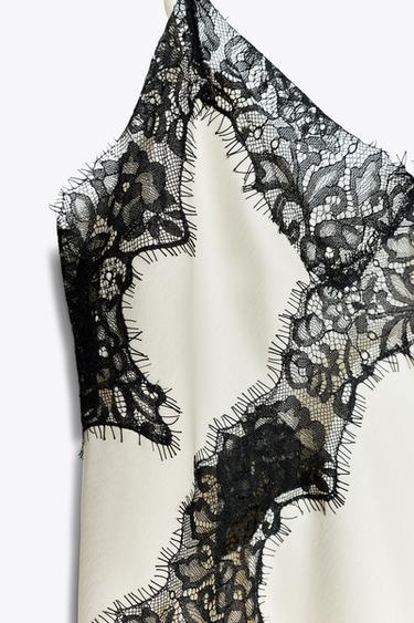 ROBE ASYMÉTRIQUE EN DENTELLE ZW COLLECTION - Écru / Noir de Zara - Image 9