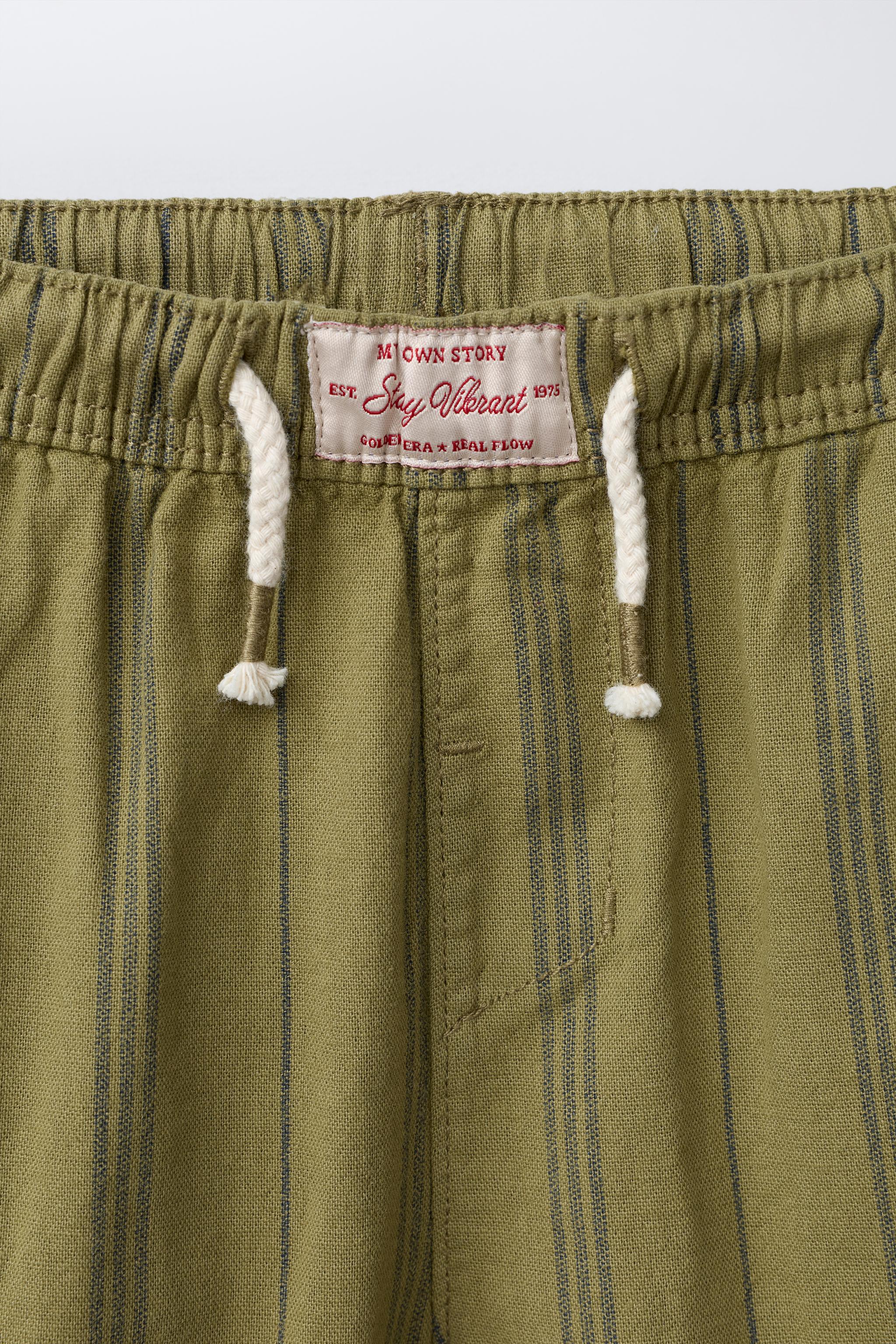 STRIPED COTTON LINEN PANTS