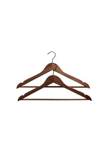 LOT CINTRES CHEMISE FINITION BOIS (LOT DE 2) - Marron foncé de Zara