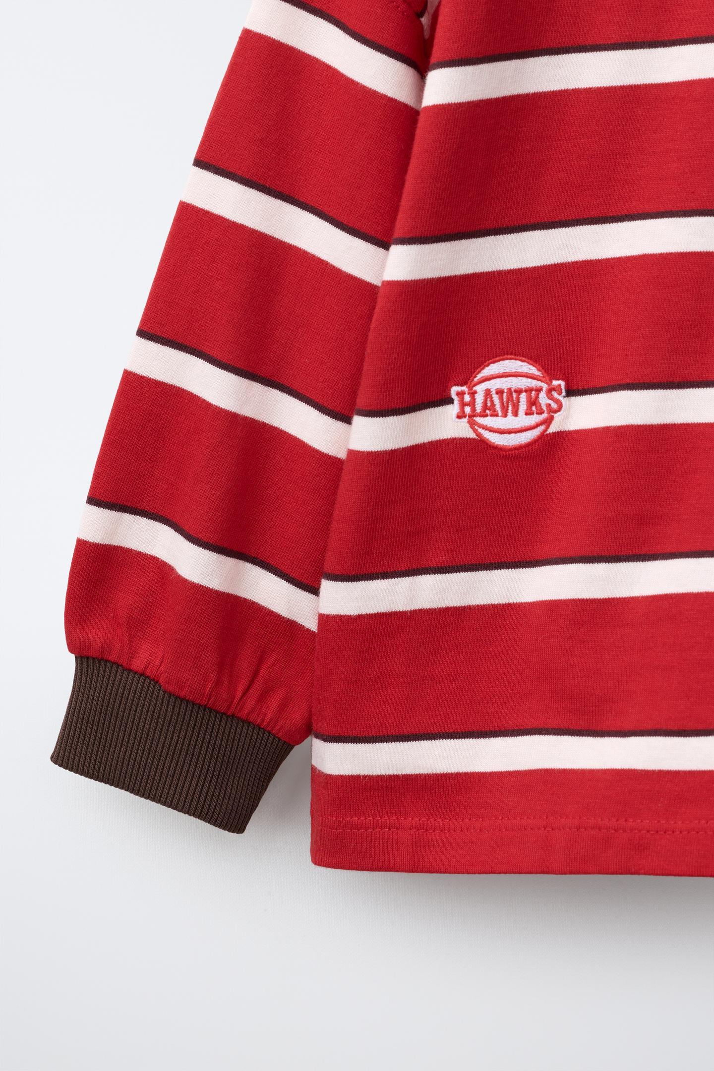 Детская футболка Zara NBA Atlanta Hawks Striped, цвет: Красный — фото 4