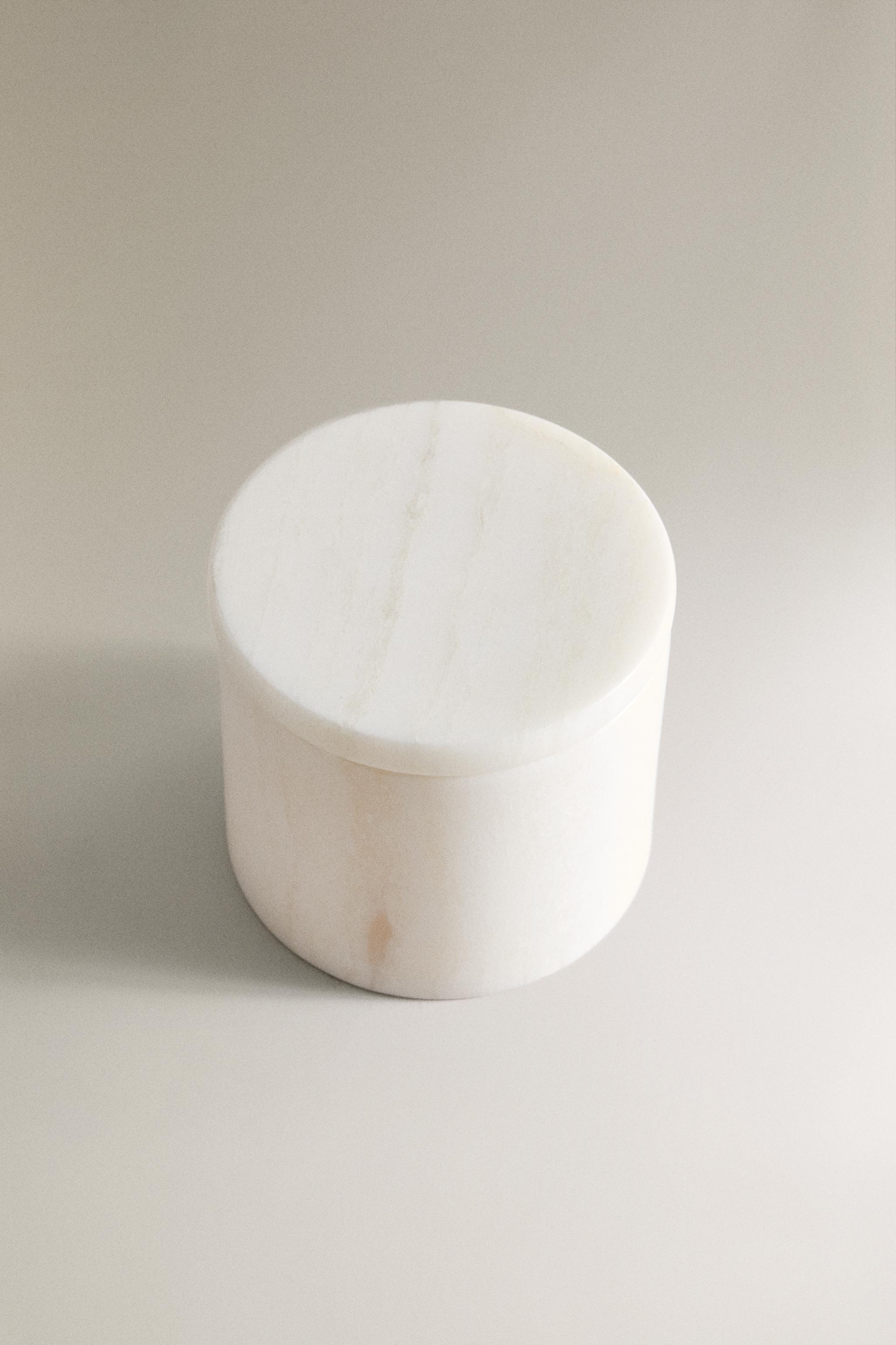 WHITE MARBLE BATHROOM JAR WITH LID