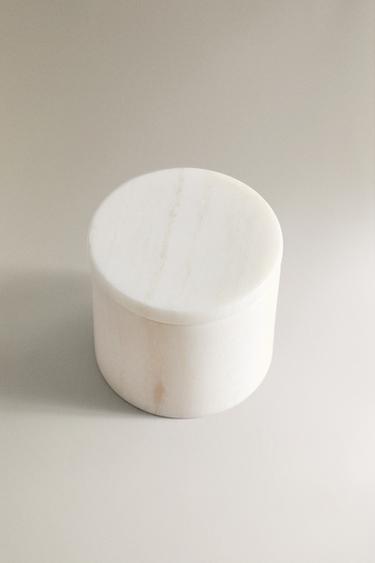 WHITE MARBLE BATHROOM JAR WITH LID - White by Zara - Image 1