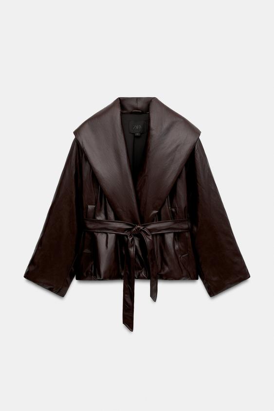 VESTE REMBOURRÉE MATIÈRE SYNTHÉTIQUE ZW COLLECTION - Bordeaux foncé de Zara - Image 5