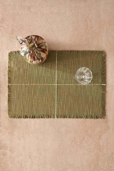 SET DE TABLE COTON RAYURES CONTRASTANTES - Vert de Zara - Image 5