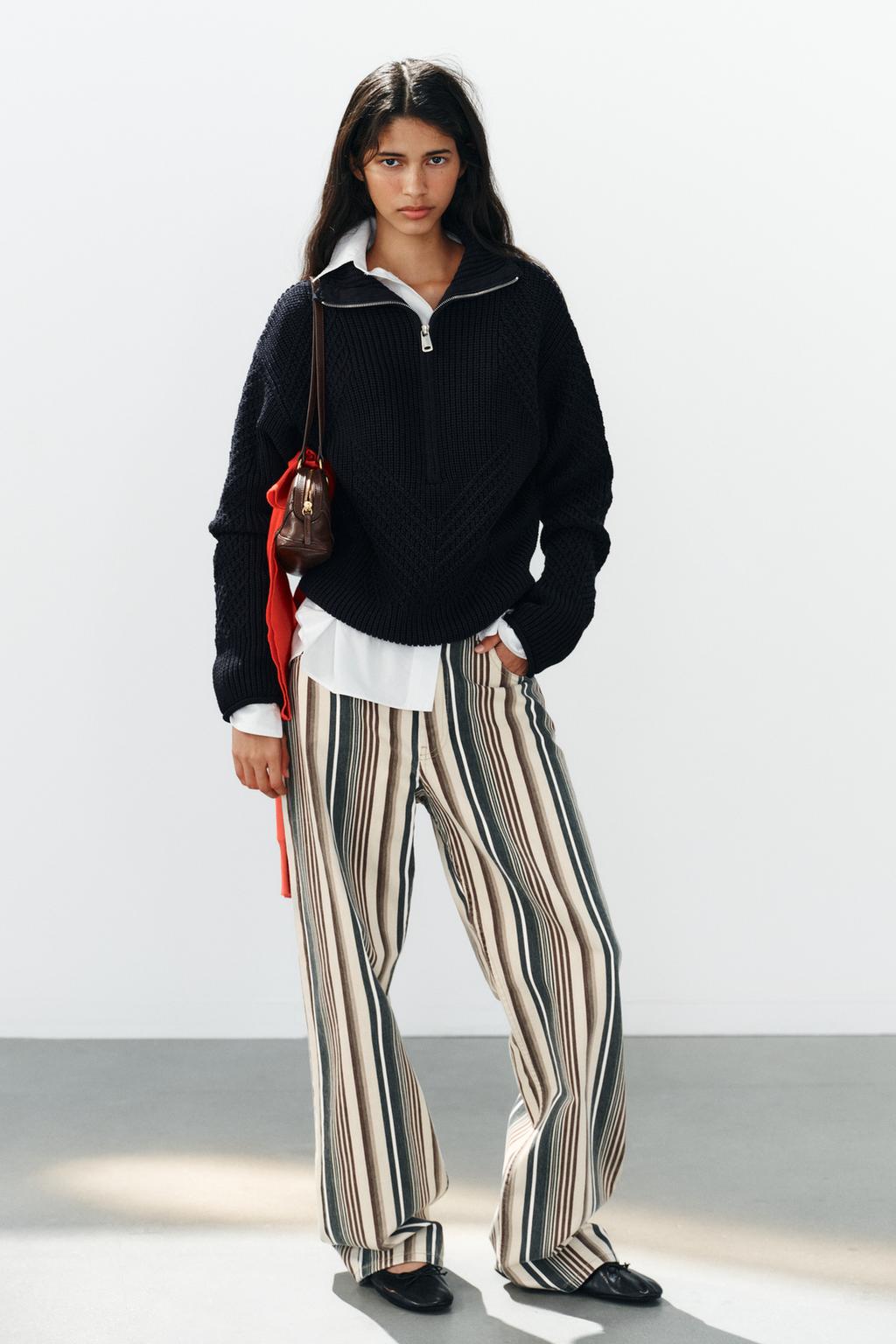 STRIPED MID-WAIST BOYFRIEND FIT TRF JEANS