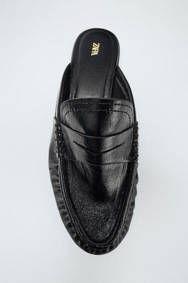 MOCASSINS OUVERTS À L'ARRIÈRE FRONCÉS - Noir de Zara
