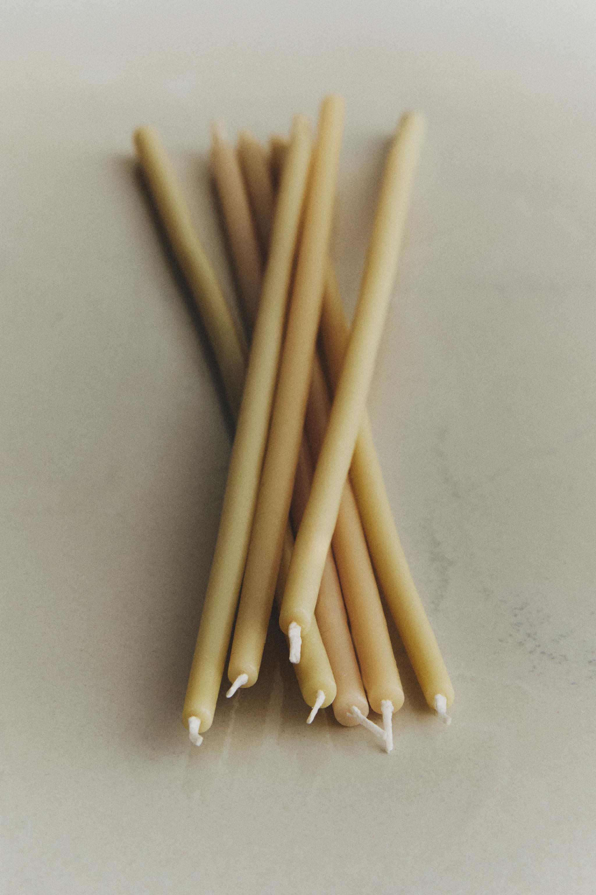 SET OF DECORATIVE CYLINDRICAL THIN TAPER CANDLES (SET OF 10)