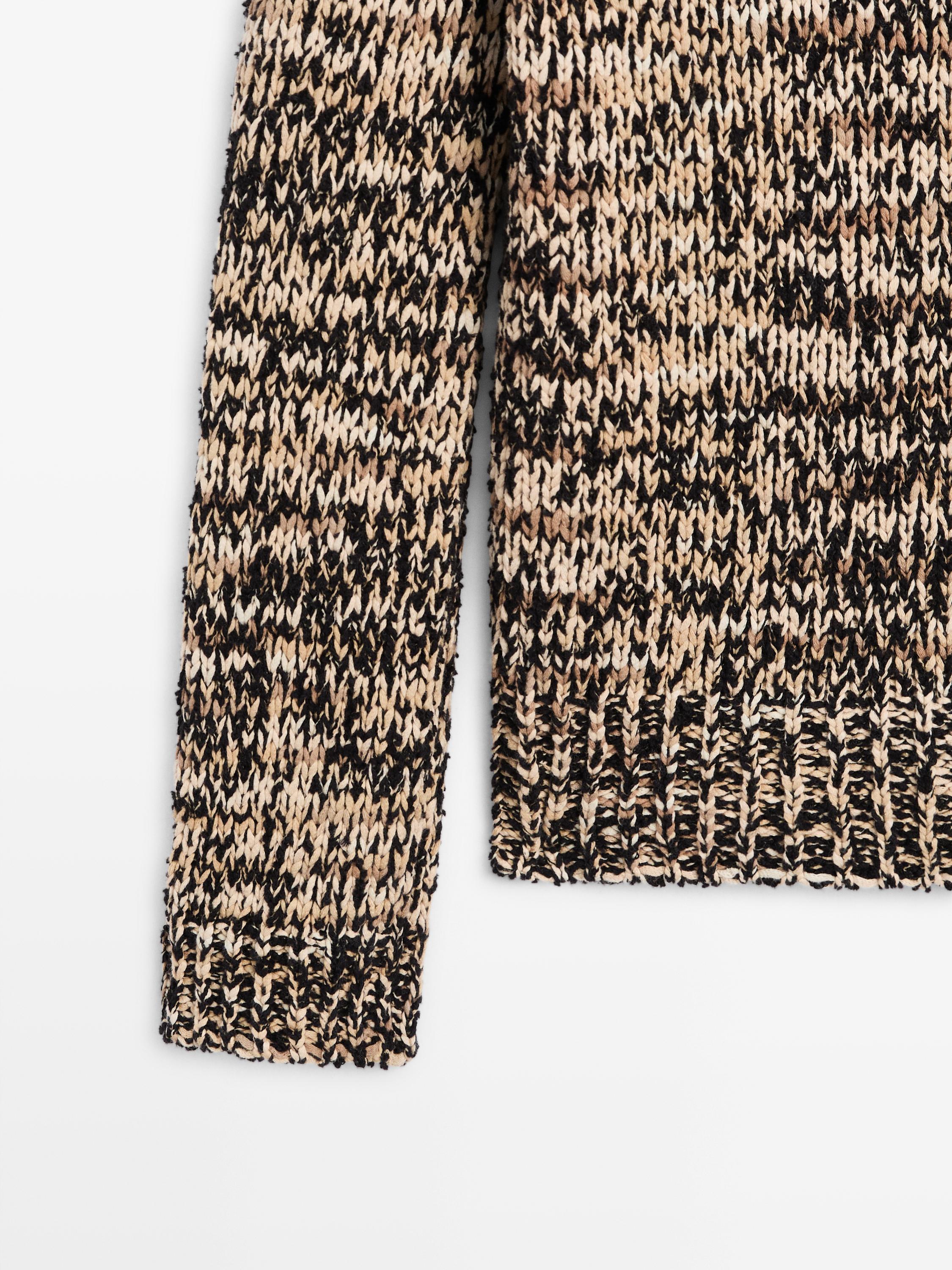Mouliné cotton blend knit sweater