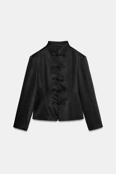 CHAQUETA SATINADA ALAMARES - Negro de Zara - Imagen 0