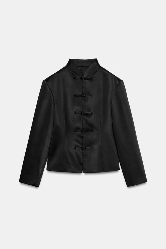 SATIN JACKET WITH FROG FASTENING - Black by Zara - Image 0